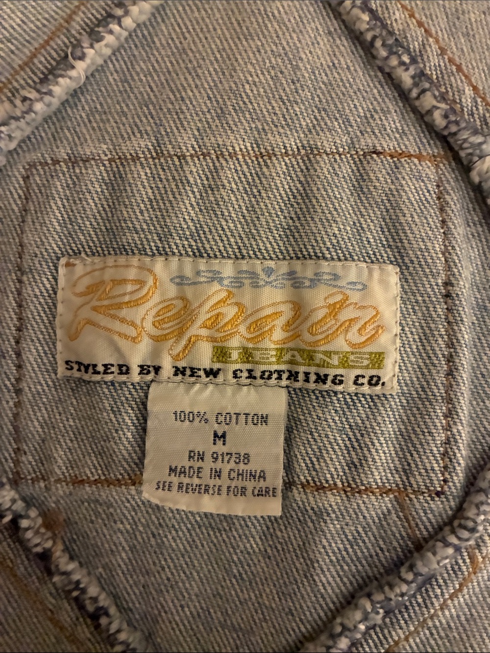 Vintage Repair Denim Overalls with Butterfly Embroidery - Picture 4 of 4